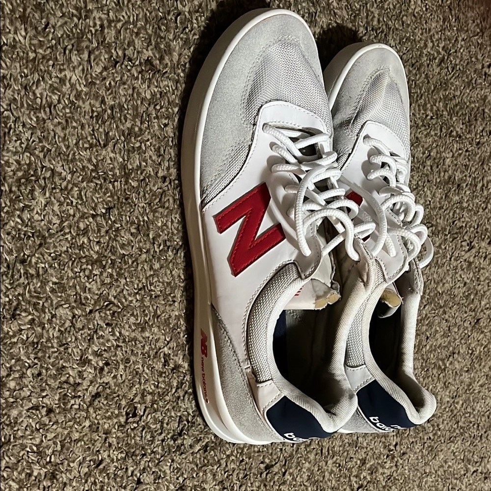 New Balance White and Red Sneakers